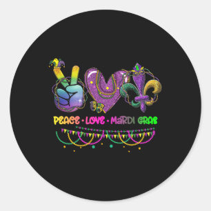 Pegatina Redonda Paz Amor Mardi Gras Carnaval Desfile Nuevo O