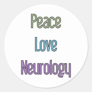 Pegatina Redonda Paz, amor, neurología