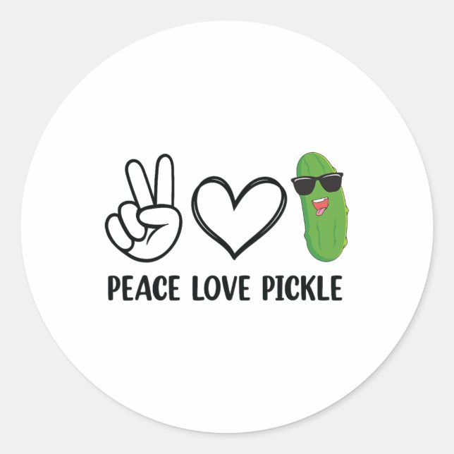 Pegatina Redonda Paz Amor Pickle Bailando Cucumber Pickle Food Squ (Anverso)
