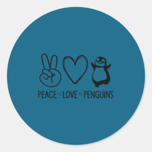 Pegatina Redonda Paz Amor Pingüinos, Divertido, Chistes, Decir Sarc