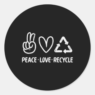 Pegatina Redonda Paz Amor Reciclar el Día de la Tierra Reciclando H