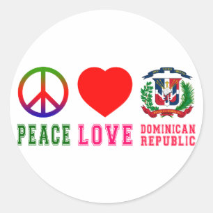 Pegatina Redonda Paz Amor República Dominicana