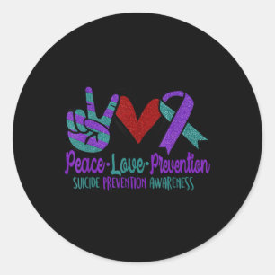 Pegatina Redonda Paz Amor Suicidio Prevención Concienciación Verde