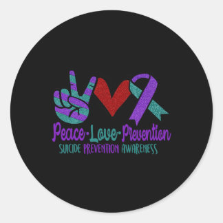Pegatina Redonda Paz Amor Suicidio Prevención Concienciación Verde 