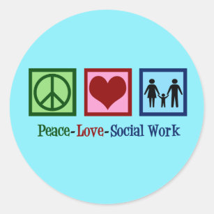 Pegatina Redonda Paz Amor Trabajo Social