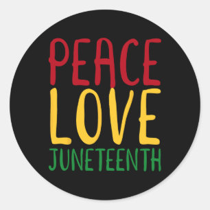 Pegatina Redonda Paz Amor Y 19 De Junio Día De La Libertad