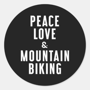 Pegatina Redonda Paz Amor Y Ciclismo De Montaña 