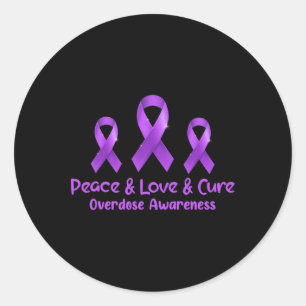 Pegatina Redonda Paz Amor Y Cura Sobredosis Opioide Conciencia 1