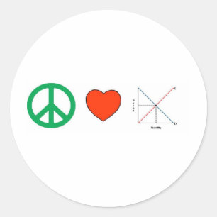 Pegatina Redonda Paz, amor y economía
