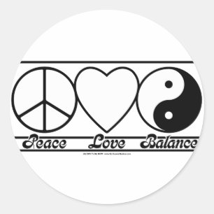 Pegatina Redonda Paz, amor y equilibrio