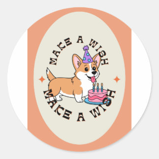 Pegatina Redonda Paz, Amor y Fiestas de Cachorros