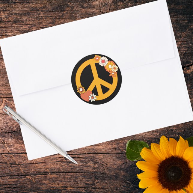 Pegatina Redonda Paz, amor y flores (Subido por el creador)