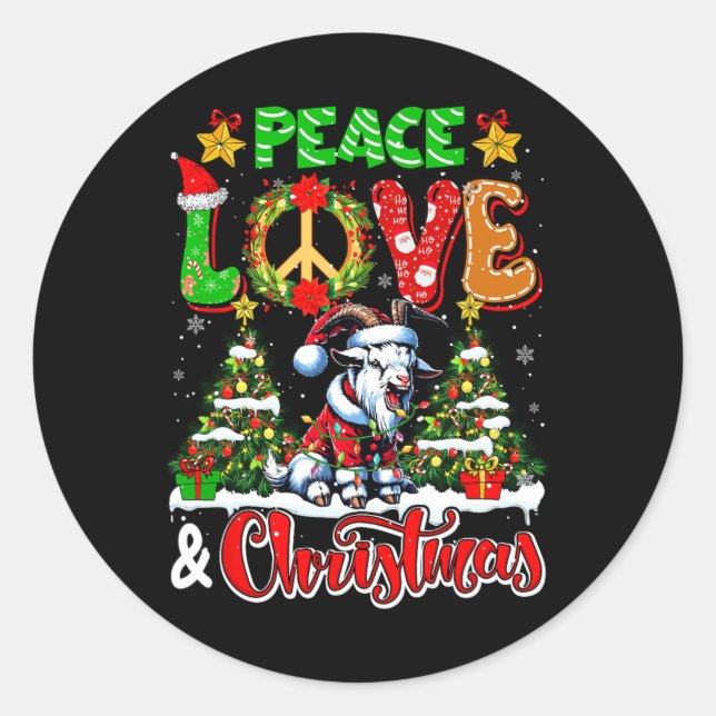 Pegatina Redonda Paz Amor Y Navidades Adorable Propietario De Santa (Anverso)