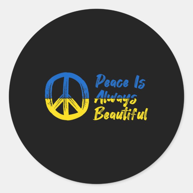 Pegatina Redonda Paz, apoyo a Ucrania (Anverso)