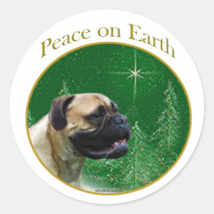 Pegatina Redonda Paz Bullmastiff