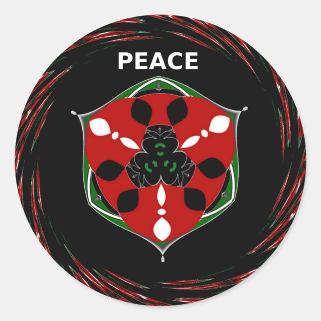 Pegatina Redonda "Paz: con Escudo Emblema" (Anverso)