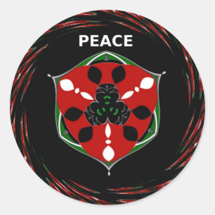 Pegatina Redonda "Paz: con Escudo Emblema"