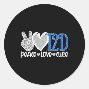 Pegatina Redonda Paz Cura de amor Tipo 2 Conciencia sobre la diabet
