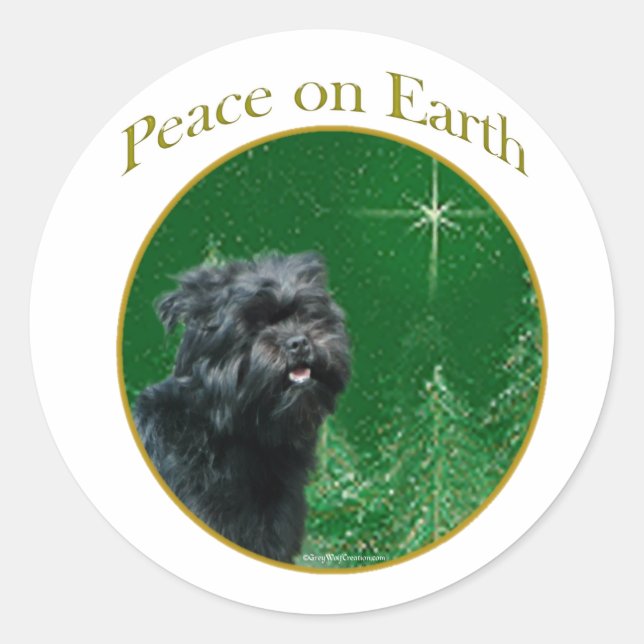 Pegatina Redonda Paz de Affenpinscher (Anverso)