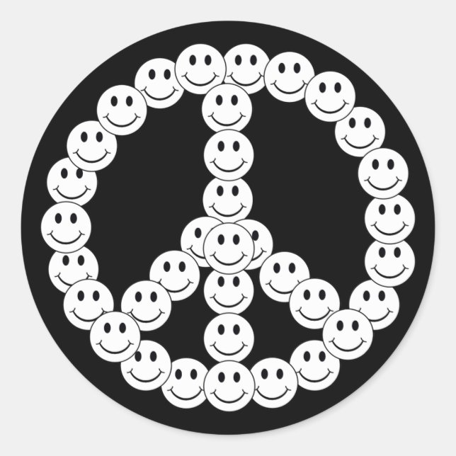 Pegatina Redonda Paz de cara feliz (Anverso)