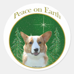 Pegatina Redonda Paz de Cardigan Welsh Corgi
