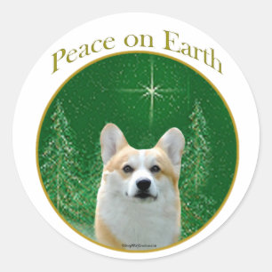 Pegatina Redonda Paz de Pembroke Welsh Corgi