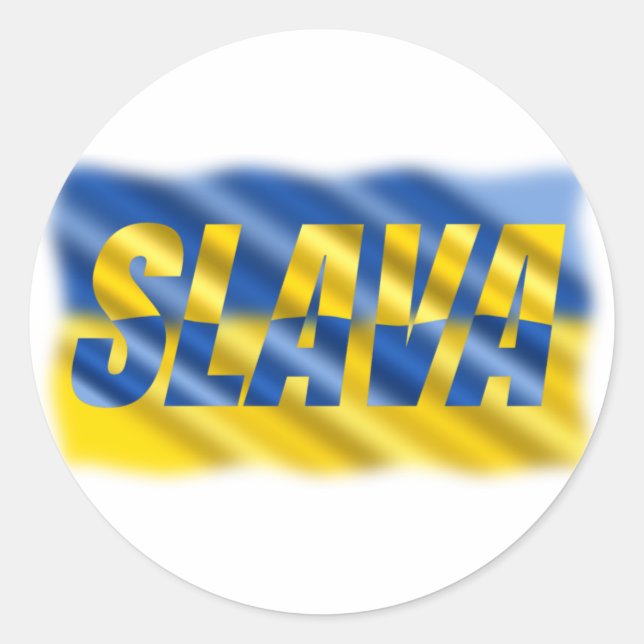 Pegatina Redonda PAZ de pie con la libertad de Ucrania para Ucrania (Anverso)