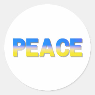 Pegatina Redonda PAZ de pie con la libertad de Ucrania para Ucrania