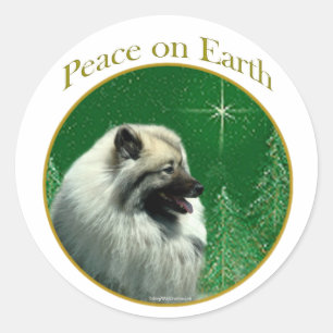 Pegatina Redonda Paz del Keeshond
