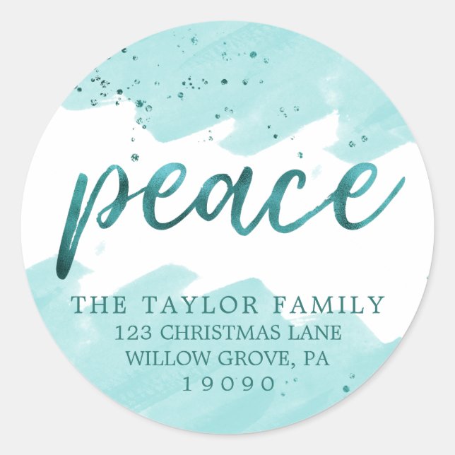 Pegatina Redonda Paz | Dirección de devolución de Navidades de acua (Anverso)