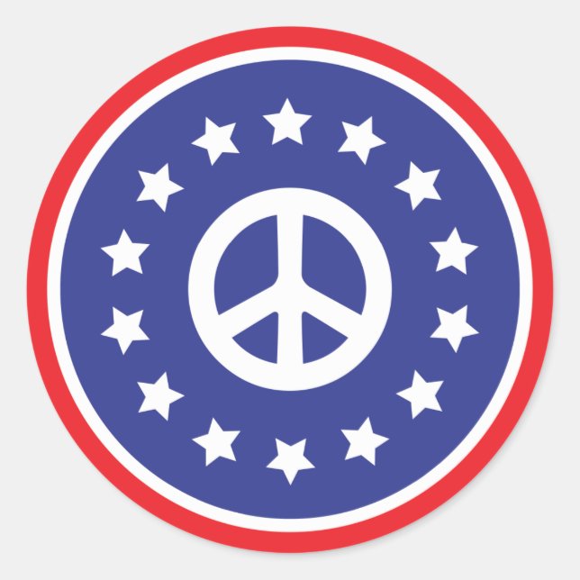 Pegatina Redonda Paz en Estados Unidos (Anverso)
