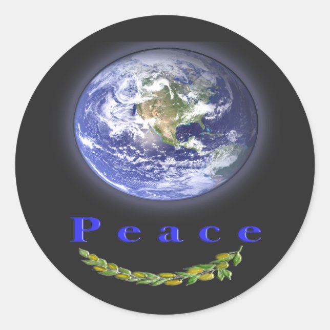 Pegatina Redonda Paz en la Tierra (Anverso)