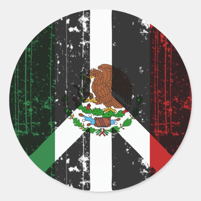 Pegatina Redonda Paz En México (Anverso)