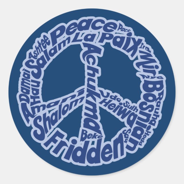 Pegatina Redonda Paz en todos los idiomas (Anverso)