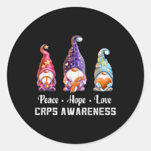 Pegatina Redonda Paz Esperanza Amor Gnomes Conciencia CRPS