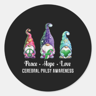 Pegatina Redonda Paz Esperanza Amor Gnomes Conciencia De La Parális