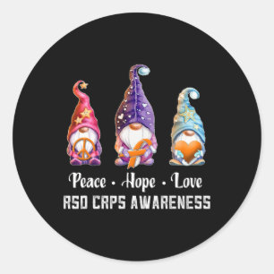 Pegatina Redonda Paz Esperanza Amor Gnomes Rsd Crps Conciencia