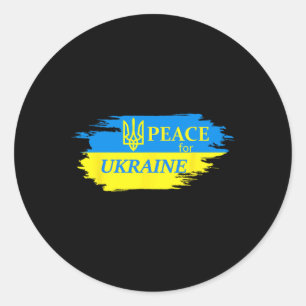 Pegatina Redonda Paz para Ucrania Bandera de Ucrania Logo de Ucrani