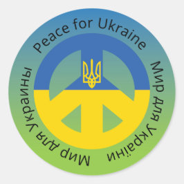 Pegatina Redonda Paz para Ucrania en inglés, ucraniano y ruso