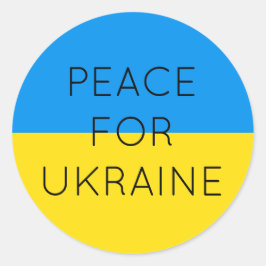 Pegatina Redonda Paz para Ucrania Simple Bandera Mínima Ucraniana
