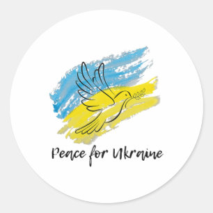 Pegatina Redonda Paz por Ucrania Solidaridad Paz Corazón Ucraniano