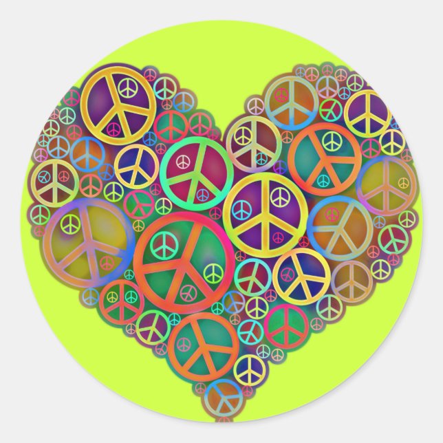 Pegatina Redonda Paz Retro Mod Vintage (Anverso)