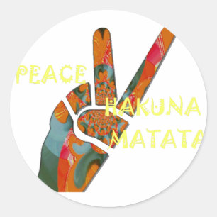 Pegatina Redonda Paz: Rótulo de Hakuna Matata Vibes