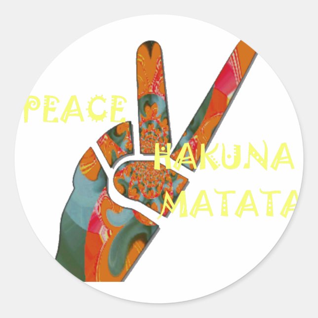 Pegatina Redonda Paz: Rótulo de Hakuna Matata Vibes (Anverso)