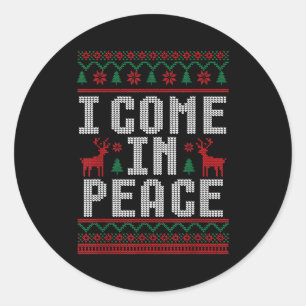 Pegatina Redonda Paz vengo en paz Pareja fea camiseta de Navidad