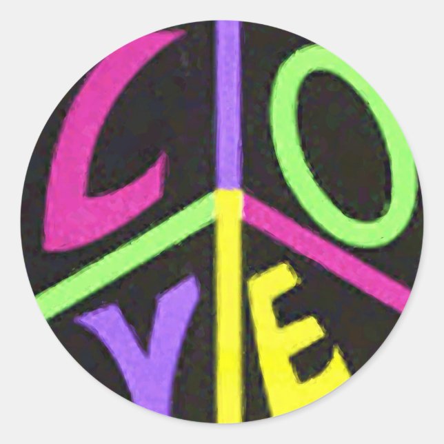 Pegatina Redonda Paz y amor (Anverso)