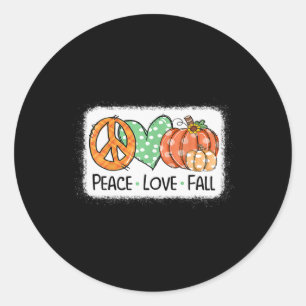 Pegatina Redonda Paz y Amor y Caída Calabaza Autum Feliz Otoño T