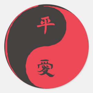 Pegatina Redonda Paz y amor Yinyang
