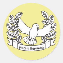 PEGATINA REDONDA PAZ Y FELICIDAD