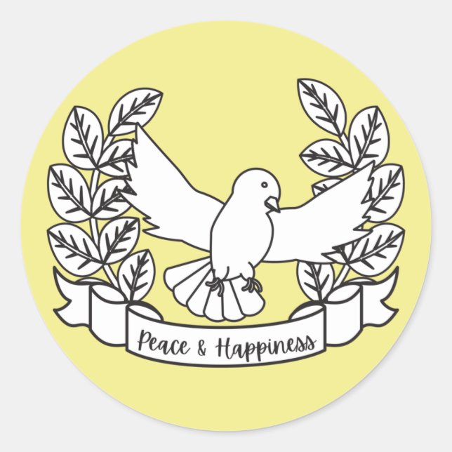 PEGATINA REDONDA PAZ Y FELICIDAD (Anverso)